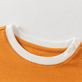 Dave&Bella Toddler Boys Yellow Round Collar Long Sleeve Lightweight Cotton T-shirt Tops