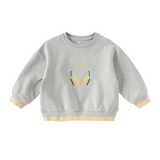 Dave&Bella Toddler Boys Light Gray Cute Print Comfortable Classic Sweatshirts