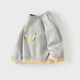 Dave&Bella Toddler Boys Light Gray Cute Print Comfortable Classic Sweatshirts