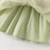 Dave&Bella Toddler Girls Apple Green Flower Embroidery Long Sleeve Princess Mesh Dress
