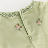 Dave&Bella Toddler Girls Apple Green Flower Embroidery Long Sleeve Princess Mesh Dress