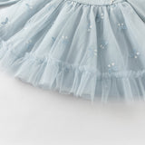 Dave&Bella Toddler Girls Elegant Blue Turtle A-line Party Mesh Dress