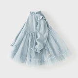 Dave&Bella Toddler Girls Elegant Blue Turtle A-line Party Mesh Dress