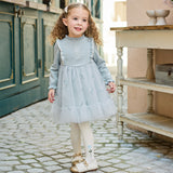Dave&Bella Toddler Girls Elegant Blue Turtle A-line Party Mesh Dress