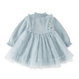 Dave&Bella Toddler Girls Elegant Blue Turtle A-line Party Mesh Dress
