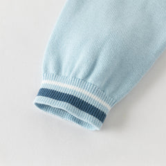 Dave&Belle Toddler Boys Gentle Blue V-neck Cotton Soft Sweater Cardigans Tops