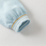Dave&Belle Toddler Boys Gentle Blue V-neck Cotton Soft Sweater Cardigans Tops