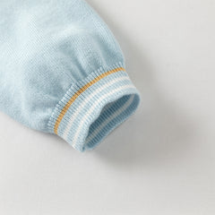 Dave&Belle Toddler Boys Gentle Blue V-neck Cotton Soft Sweater Cardigans Tops