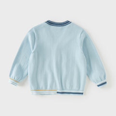 Dave&Belle Toddler Boys Gentle Blue V-neck Cotton Soft Sweater Cardigans Tops