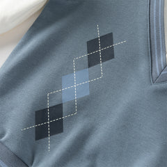 Dave&Bella Toddler Boys Blue Long Sleeve Gentlemen Fake-two-piece Top Pant Suits