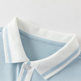 Dave&Bella Toddler Boys Casual Blue Long Sleeve College-style Polos