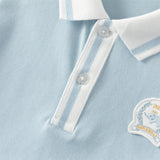 Dave&Bella Toddler Boys Casual Blue Long Sleeve College-style Polos