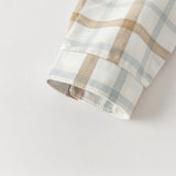 Dave&Bella Toddler Boys Casual Khaki Plaid Long Sleeve Soft Cotton Shirt Tops