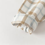 Dave&Bella Toddler Boys Casual Khaki Plaid Long Sleeve Soft Cotton Shirt Tops