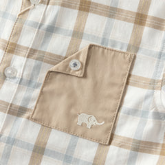 Dave&Bella Toddler Boys Casual Khaki Plaid Long Sleeve Soft Cotton Shirt Tops