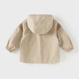 Dave&Bella Toddler Boys Casual Khaki Outwear Hooded Long Sleeve Versatile Jackets