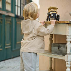 Dave&Bella Toddler Boys Casual Khaki Outwear Hooded Long Sleeve Versatile Jackets