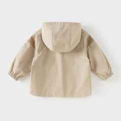 Dave&Bella Toddler Boys Casual Khaki Outwear Hooded Long Sleeve Versatile Jackets