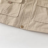Dave&Bella Toddler Boys Casual Khaki Outwear Hooded Long Sleeve Versatile Jackets