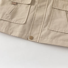 Dave&Bella Toddler Boys Casual Khaki Outwear Hooded Long Sleeve Versatile Jackets