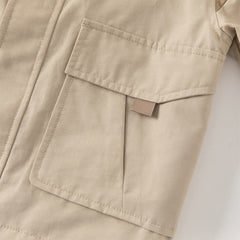 Dave&Bella Toddler Boys Casual Khaki Outwear Hooded Long Sleeve Versatile Jackets