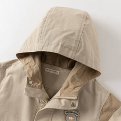 Dave&Bella Toddler Boys Casual Khaki Outwear Hooded Long Sleeve Versatile Jackets