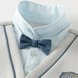 Dave&Bella Toddler Boys Blue Long Sleeve Soft Fake-two-piece Top Pant Suits