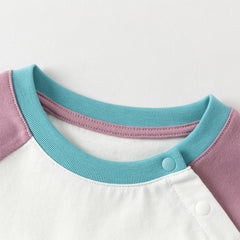 Dave&Bella Toddler Boys Purple/Blue Dinosaur Long Sleeve Lightweight Cotton T-shirt Tops