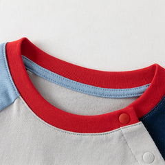 Dave&Bella Toddler Boys Purple/Blue Dinosaur Long Sleeve Lightweight Cotton T-shirt Tops