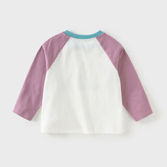 Dave&Bella Toddler Boys Purple/Blue Dinosaur Long Sleeve Lightweight Cotton T-shirt Tops