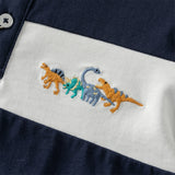 Dave&Bella Toddler Boys Navy Blue Formal Long Sleeve Cotton Polos