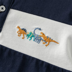 Dave&Bella Toddler Boys Navy Blue Formal Long Sleeve Cotton Polos