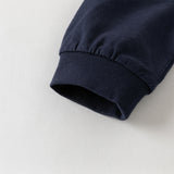 Dave&Bella Toddler Boys Navy Blue Formal Long Sleeve Cotton Polos