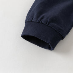 Dave&Bella Toddler Boys Navy Blue Formal Long Sleeve Cotton Polos