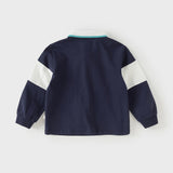 Dave&Bella Toddler Boys Navy Blue Formal Long Sleeve Cotton Polos