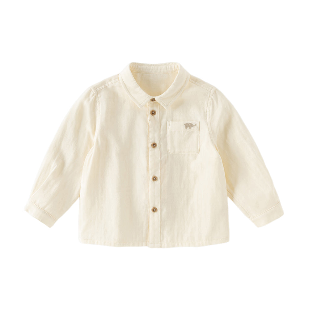 Dave&Bella Toddler Boys Apricot/Purple Long Sleeve Formal Breathable Cotton Shirts