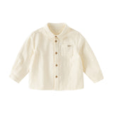 Dave&Bella Toddler Boys Apricot/Purple Long Sleeve Formal Breathable Cotton Shirts