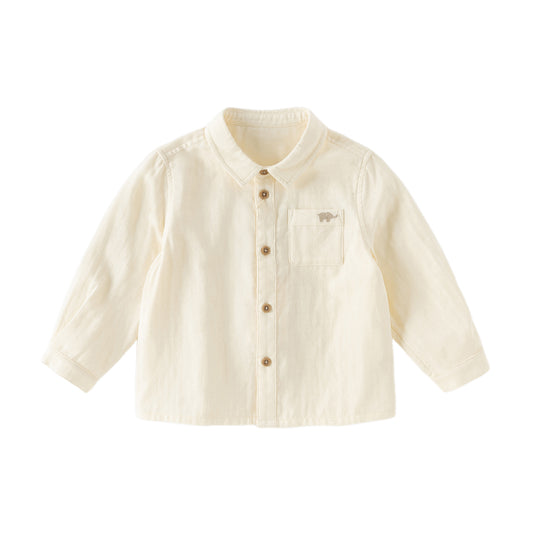 Dave&Bella Toddler Boys Apricot/Purple Long Sleeve Formal Breathable Cotton Shirts