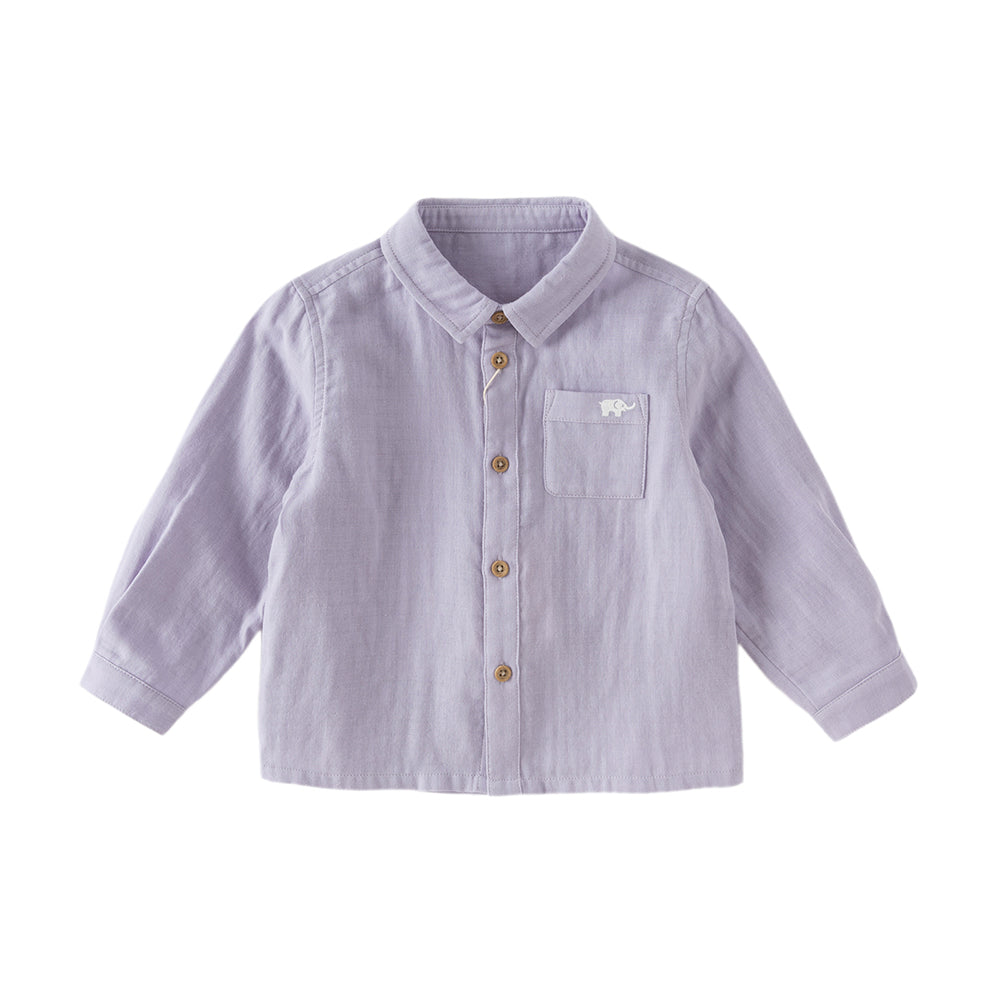 Dave&Bella Toddler Boys Apricot/Purple Long Sleeve Formal Breathable Cotton Shirts