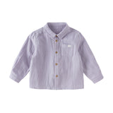 Dave&Bella Toddler Boys Apricot/Purple Long Sleeve Formal Breathable Cotton Shirts
