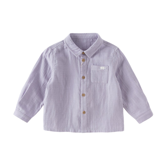 Dave&Bella Toddler Boys Purple/Apricot Long Sleeve Formal Breathable Cotton Shirt Tops
