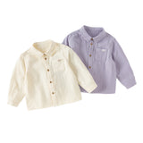 Dave&Bella Toddler Boys Apricot/Purple Long Sleeve Formal Breathable Cotton Shirts