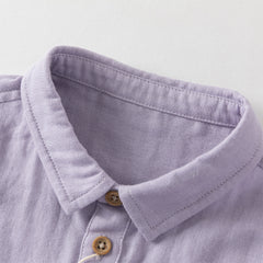 Dave&Bella Toddler Boys Purple/Apricot Long Sleeve Formal Breathable Cotton Shirt Tops