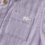 Dave&Bella Toddler Boys Apricot/Purple Long Sleeve Formal Breathable Cotton Shirts