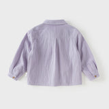 Dave&Bella Toddler Boys Apricot/Purple Long Sleeve Formal Breathable Cotton Shirts