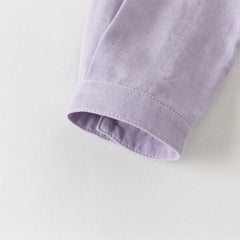 Dave&Bella Toddler Boys Purple/Apricot Long Sleeve Formal Breathable Cotton Shirt Tops