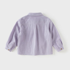 Dave&Bella Toddler Boys Purple/Apricot Long Sleeve Formal Breathable Cotton Shirt Tops
