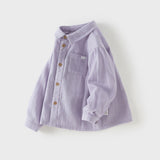 Dave&Bella Toddler Boys Apricot/Purple Long Sleeve Formal Breathable Cotton Shirts