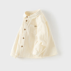 Dave&Bella Toddler Boys Purple/Apricot Long Sleeve Formal Breathable Cotton Shirt Tops