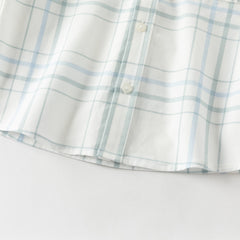 Dave&Bella Toddler Boys Green Plaid Playful Dinosaur Long Sleeve Soft Cotton Shirts